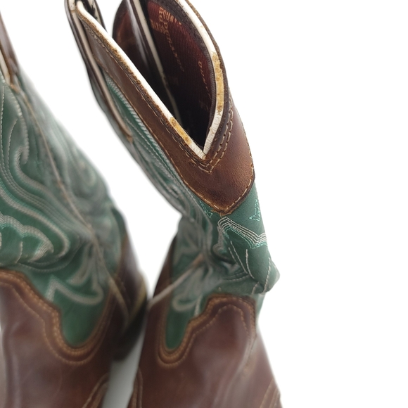 Durango Womens Emerald/Tan Leather Ultralite Saddle Cowboy Boots 6M - Picture 4 of 8